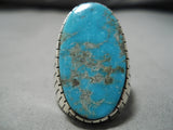 Huge Men's Navajo Native American Turquoise Sterling Silver Ring-Nativo Arts
