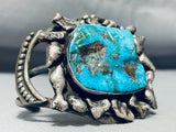 Important Museum Vintage Native American Navajo Turquoise Slag Sterling Silver Bracelet-Nativo Arts