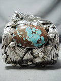 237 Gram Native American #8 Turquoise Sterling Silver Buffalo Bracelet-Nativo Arts