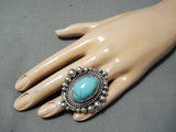 Dynamic Zuni Blue Gem Turquoise Sterling Silver Ring Native American-Nativo Arts