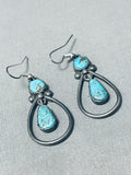 Tears Of Joy Vintage Native American Navajo Turquoise Sterling Silver Earrings-Nativo Arts