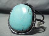 Bold Huge Vintage Native American Navajo Light Blue Turquoise Sterling Silver Bracelet-Nativo Arts