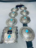 611 Gram Vintage Native American Navajo Turquoise Sterling Silver Concho Belt-Nativo Arts