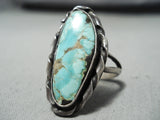 Excellent Vintage Native American Navajo Kingman Turquoise Sterling Silver Ring-Nativo Arts