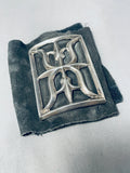 Powerful Vintage Native American Navajo Sterling Silver Bowguard Ketoh Bracelet Old-Nativo Arts