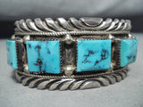 Heavy Men's Vintage Native American Navajo Blue Turquoise Sterling Silver Bracelet-Nativo Arts
