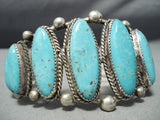 Statement Vintage Native American Navajo Easter Blue Turquoise Sterling Silver Bracelet-Nativo Arts