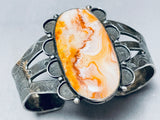 One Of The Best Vintage Native American Navajo Orange Jasper Sterling Silver Bracelet-Nativo Arts