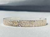 Fascinating Native American Navajo Sterling Silver & 14k Gold Signed Bracelet-Nativo Arts