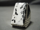 Huge Men's Native American Navajo Sterling Silver Heavy White Buffalo Turquoise Ring-Nativo Arts
