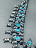 366 Gram Gasp! Native American Navajo Turquoise Sterling Silver Squash Blossom Necklace-Nativo Arts