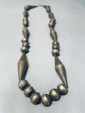 Early 1900's Vintage Native American Navajo Long Cone Sterling Silver Handmade Necklace - Wow-Nativo Arts