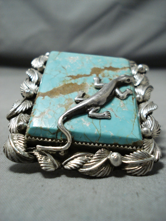 Fantastic Lizard #8 Turquoise Mine Sterling Silver Ring Native American-Nativo Arts