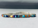 Extreme Intricacy Vintage Native American Navajo Turquoise Sterling Silver Clasp Bracelet-Nativo Arts