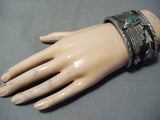 Rare San Felipe Spiderweb Turquoise Sterling Silver Eagle Bracelet-Nativo Arts