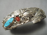 Magnificent Vintage Native American Navajo Sterling Silver Swirl Garden Turquoise Bracelet-Nativo Arts