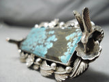 One Of The Biggest Native American Turquoise Bird Fountain Sterling Silver Ring-Nativo Arts
