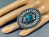 Stunning San Felipe Morenci Turquoise Sterling Silver Ring-Nativo Arts
