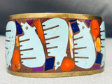 Important Southwestern Bronze Turquoise Inlay Bracelet-Nativo Arts