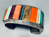 Astronomical Vintage Native American Navajo Turquoise Inlay Sterling Silver Bracelet-Nativo Arts