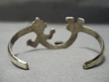 Symbolic Vintage Native American Navajo Turquoise Sterling Silver Yei Bracelet Old-Nativo Arts