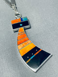 One Of The Most Unique Native American Navajo Signed Sterling Silver Inlay Kachina Necklace-Nativo Arts