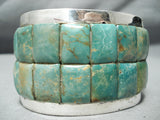 Monster Native American Rectangular Green Turquoise Sterling Silver Bracelet-Nativo Arts