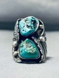 Magnificent Heavy Vintage Native American Navajo Turquoise Sterling Silver Ring-Nativo Arts