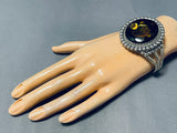 Important Vintage Native American Navajo Amber Linda Johnson Sterling Silver Bracelet-Nativo Arts