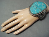 One Of The Biggest Craziest Vintage Native American Navajo Turquoise Sterling Silver Bracelet-Nativo Arts