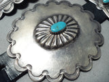 Heavy 600 Gram Vintage Native American Navajo Turquoise Sterling Silver Concho Belt Old-Nativo Arts