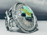 One Of The Most Unique Vintage Navajo Turquoise Cross Sterling Silver Bracelet-Nativo Arts