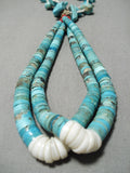 Wow Vintage Native American Navajo Sky Blue Turquoise Boulder Jacla Necklace Old-Nativo Arts