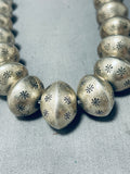 Rare Star Pattern Vintage Native American Navajo Hand Tooled Sterling Silver Necklace-Nativo Arts