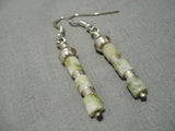 Wonderful Vintage Navajo Serpentine Sterling Silver Native American Earrings-Nativo Arts