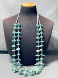 206 Grams Vintage Native American Navajo Green Kingman Turquoise Heishi Necklace-Nativo Arts