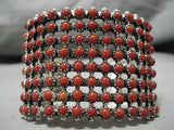 One Of The Best Native American Navajo Snake Eyes Coral Sterling Silver Bracelet- Huge!-Nativo Arts