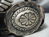 Superior Heavy Vintage Taos Sterling Silver Concho Belt Native American Old-Nativo Arts