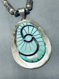 Tubule Rare Vintage Native American Zuni Turquoise Sterling Silver Necklace-Nativo Arts