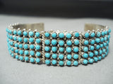 One Of Most Intricate Vintage Native American Zuni Snake Eyes Turquoise Sterling Silver Bracelet-Nativo Arts