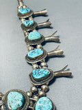 Authentic Vintage Native American Navajo Blue Turquoise Sterling Silver Squash Blossom Necklace-Nativo Arts