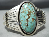 Incredible Vintage Native American Navajo #8 Turquoise Sterling Silver Bracelet Cuff-Nativo Arts