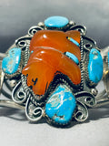 Brownbear Vintage Native American Navajo Turquoise Sterling Silver Bracelet-Nativo Arts