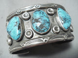 Statement Vintage Native American Navajo Blue Diamond Turquoise Sterling Silver Bracelet-Nativo Arts
