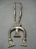 Early Vintage Native American Navajo Ingot Sterling Silver Naja Necklace Old-Nativo Arts
