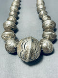 Authentic Vintage Native American Navajo Hand Tooled Sterling Silver Necklace-Nativo Arts