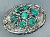 Mark Chee Early Hlmk Vintage Native American Navajo Turquoise Sterling Silver Buckle-Nativo Arts