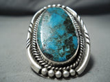 Astounding Vintage Native American Navajo Blue Diamond Turquoise Sterling Silver Ring Old-Nativo Arts