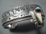 Inlay Master Vintage Native American Navajo Turquoise Sterling Silver Bracelet Cuff-Nativo Arts