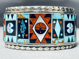 One Of The Most Intricate Vintage Native American Zuni Turquoise Sterling Silver Bracelet-Nativo Arts